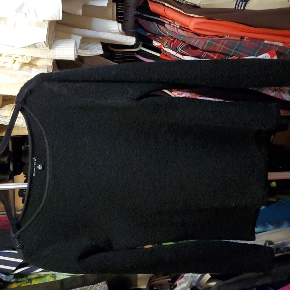 Carolyn Taylor Black Shoulder Button Sweater